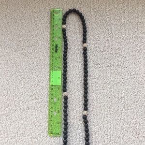 Black wood bead necklace with gold pave diamonds!